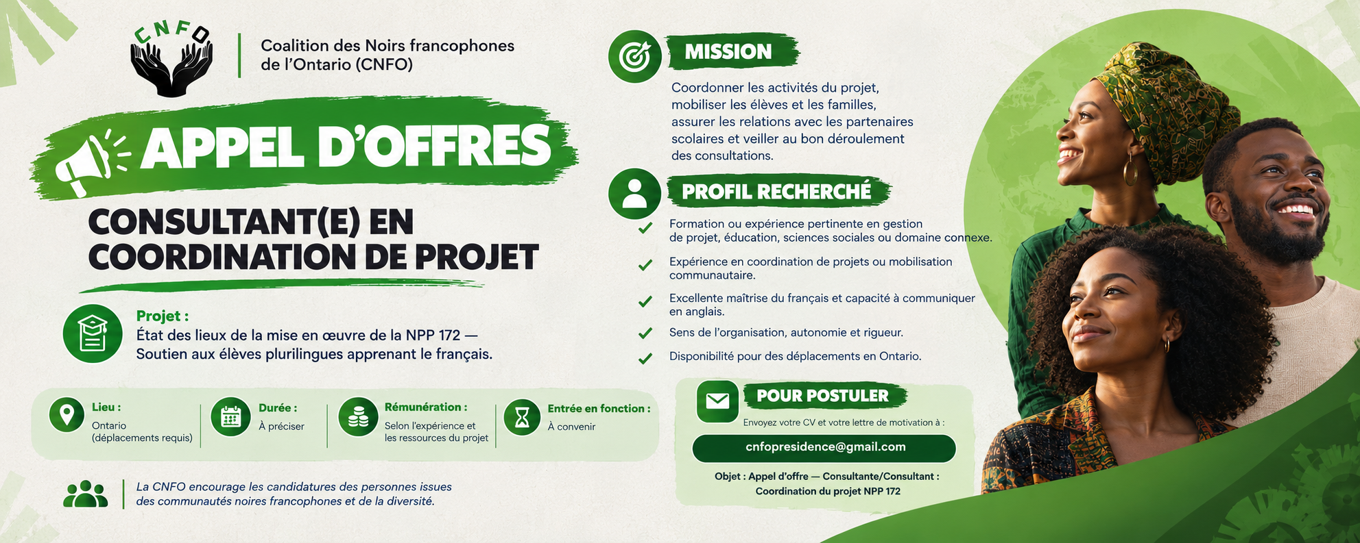 La CNFO lance un appel d’offres pour un poste en coordination de projet en Ontario